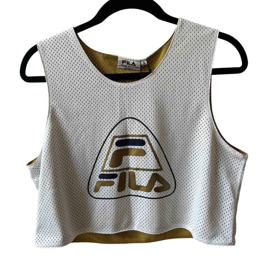 Fila x Urban Outfitters Gold Mesh Logo Crop Jersey Sz S NWT Retro 90s